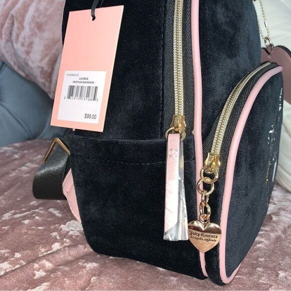 Black Velour Heritage Juicy Couture Backpack Bookbag main image 6